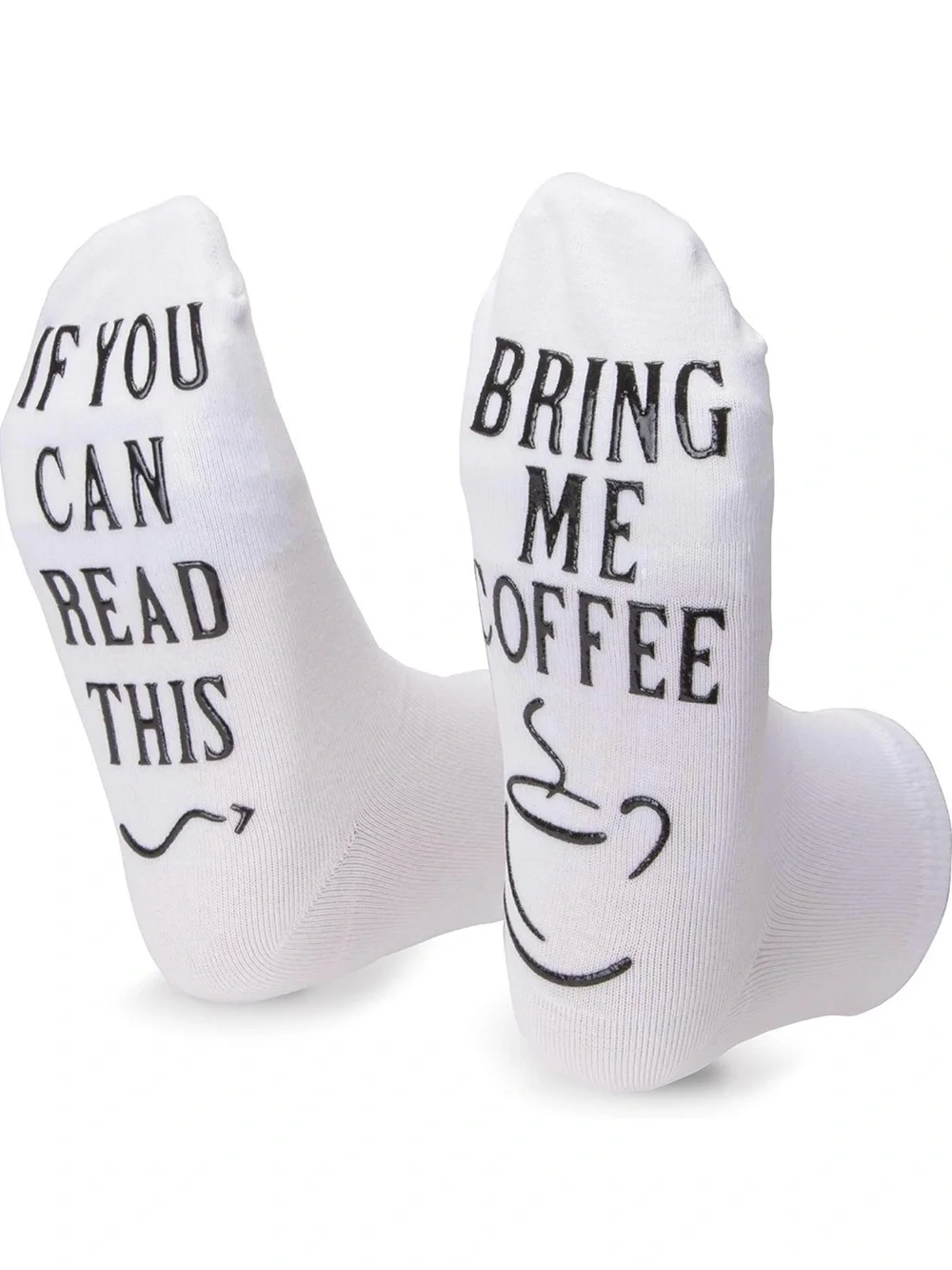 White 'If you can read this, Bring Me Coffee' Novelty Crew Socks
